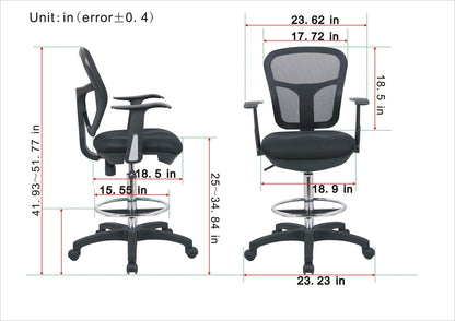 OfficeFactor Drafting Chair Tall Office Chair with Arms Executive Ergonomic Standing Desk Chair with Anti Scratch Wheels and Footrest - WoodArtSupply