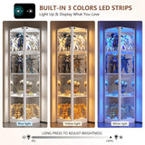 Corner Display Cabinet with Glass Doors, 4 Tier Corner Shelf with LED Lights, 68" Display Case for Collectibles, Toys, Books, Curio Storage Cabinet, White WEQUB
