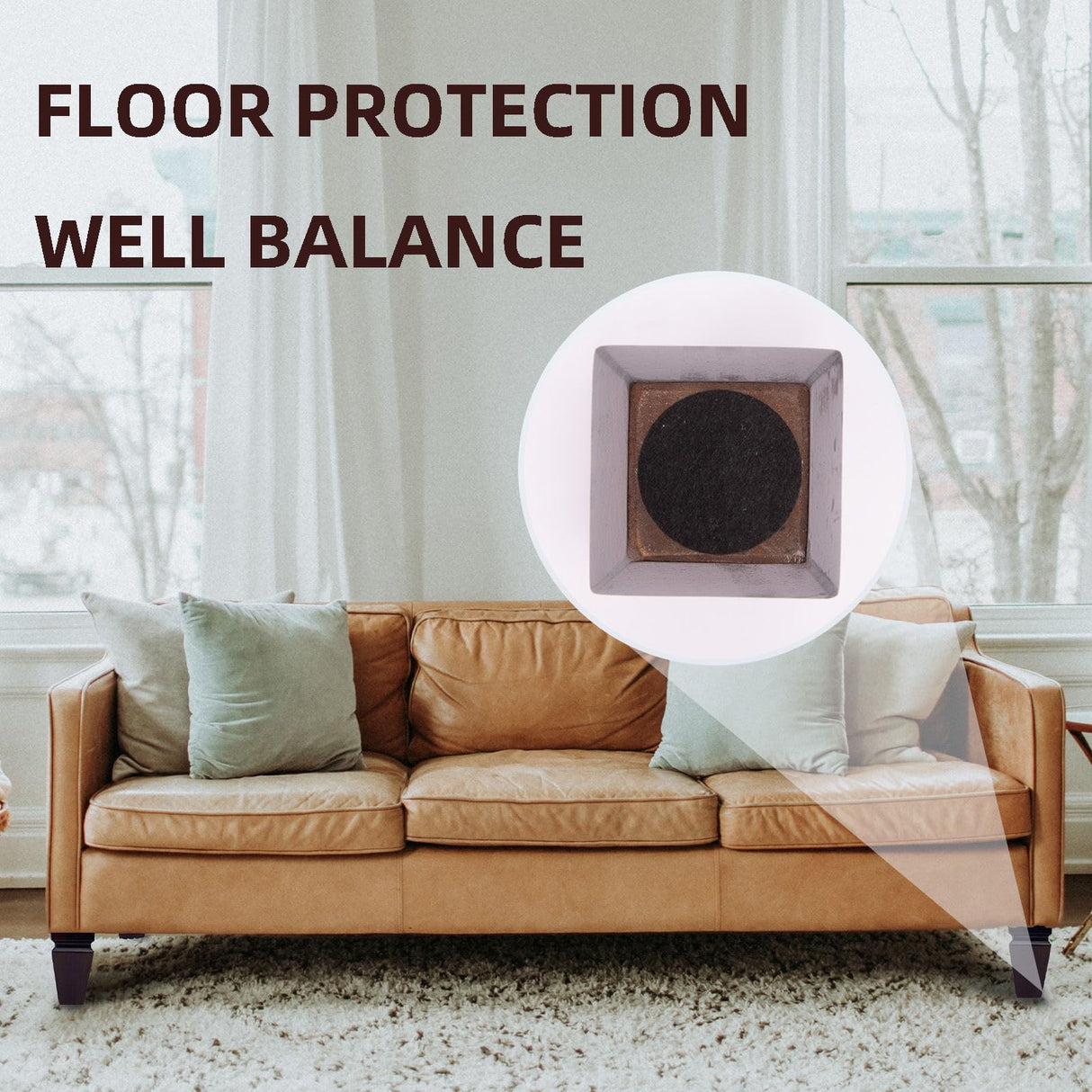 Square Wood Furniture Legs Set of 4 - Wooden Replacement Feet for Couch, Bed, Bench, Dresser, Rubber Wood Parts for Table, Sofa, Wooden Legs Chairs Complete with Installation Hardware (Brown, 5 inch) Texphw