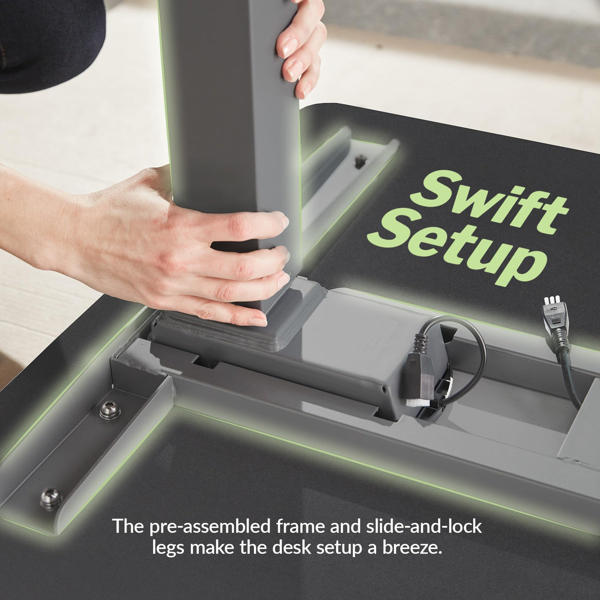 Vari ComfortEdge Adjustable Height Desk 72x30 Inches - Varidesk Black Electric Standing Desk- Sloped Ergonomic Front Edge - Sturdy T-Style Legs, Easy Vari