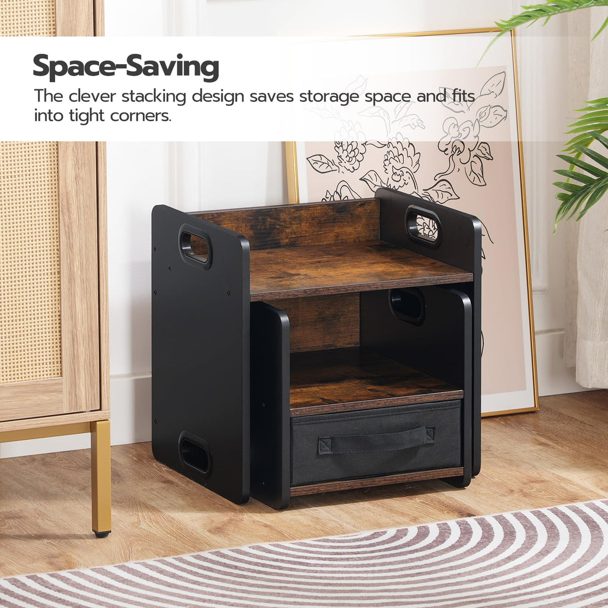 HOOBRO Weaning Table and Chair Set, Toddler Table and Chair Set, Furniture for Kids 1-3 Year Old, Kids Table and Chair Set for Reading Rustic Brown and Black BF38JD01 HOOBRO