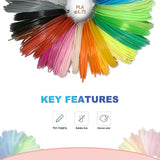 imfulodo 3D Printing Pen Filament - PLA Refills for 3D Print, 20 Bundles, 20 Colors, 16 Feet Each - Ideal for Art, Crafts, Doodler to Create - is Great Birthday and Christmas Gifts for Kids imfulodo