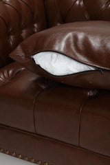 Morden Fort Faux Leather Couch Chesterfield Sofa, 80" W Upholstered Button Tufted Faux Leather Sofa with Pillows, Comfy Couches for Living Room Furniture, Bedroom, Apartment (Brown) Morden Fort