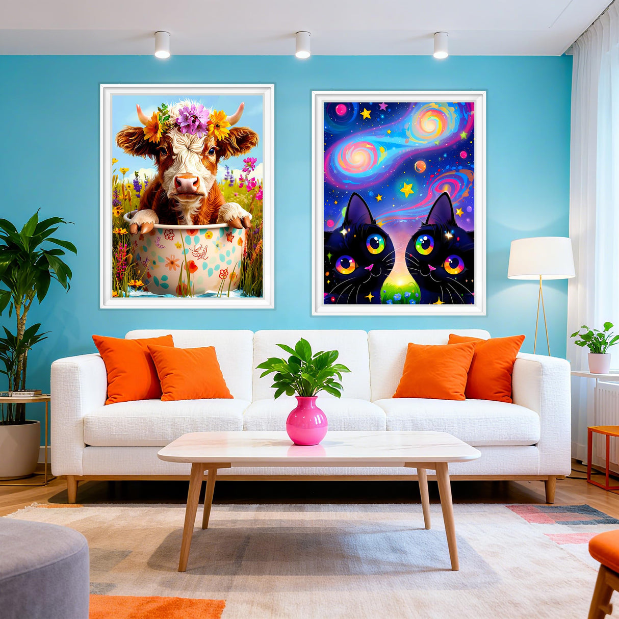 SuanFA Black cat 5D Diamond Art Kits for Beginners, Adult Diamond Art Animals in Galaxy with Stars, Planets, DIY Home Decor Cute Cat Diamond Painting Canvas Kits 12x16in SuanFA