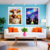 SuanFA Black cat 5D Diamond Art Kits for Beginners, Adult Diamond Art Animals in Galaxy with Stars, Planets, DIY Home Decor Cute Cat Diamond Painting Canvas Kits 12x16in SuanFA