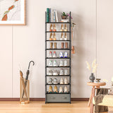 OYREL Tall Shoe Rack Narrow 10 Tier Shoes Rack 20 25 Pairs, Shoe Storage Organizer for Closet, Sturdy Metal Shoe Shelf Shoe Stand with 2 Boxes 1 Hook OYREL