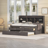 Harper & Bright Designs Twin Size Captain's Daybed with Trundle, Drawers & Bookcase in Antique Gray Harper & Bright Designs