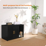 Dwanton Litter Box Enclosure, Cat Litter Box Furniture Hidden, with Scratching Mat, Wooden Cat Washroom Indoor, Fit Most of Litter Box, 31.5" L x 19.7" W x 21.7" H, Black Dwanton