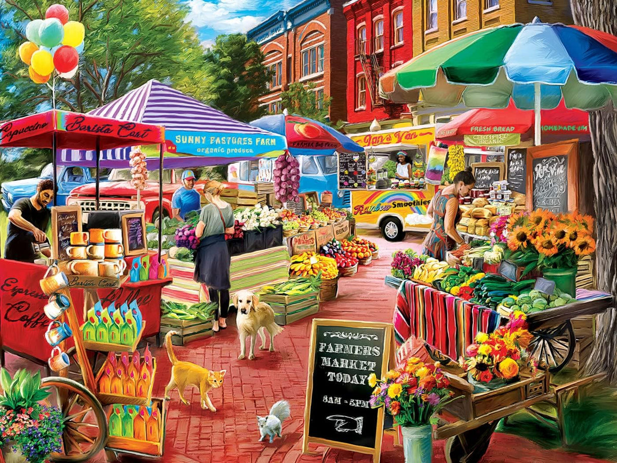 MasterPieces 750 Piece Jigsaw Puzzle for Adults, Family, Or Youth - Town Square Booths - 18"x24" Masterpieces