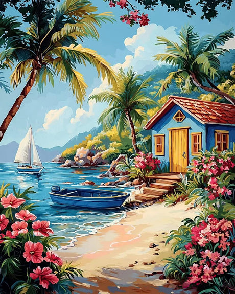 Paint by Numbers Kit for Adults Beginner, Beach Landscape Easy Adult Paint by Number Kits on Canvas, DIY Acrylic Watercolor Oil Paint by Number for Adults for Home Decor Gift 16x20 Inch Possoco