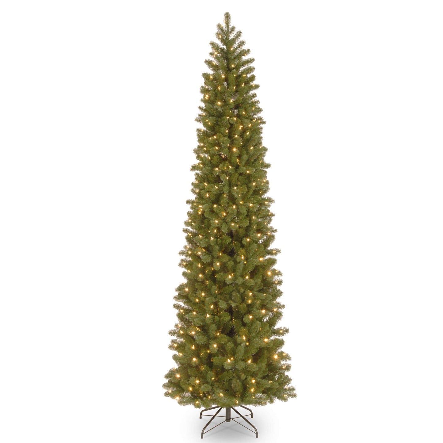 National Tree Company Pre-Lit 'Feel Real' Artificial Slim Downswept Christmas Tree, Green, Douglas Fir, Dual Color LED Lights, Includes PowerConnect and Stand, 9 feet