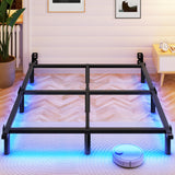 Awesofurni Queen Bed Frame with Smart LED Lights, 7 Inch Basics Metal Bed Frame, Heavy Duty 9-Leg Base for Box Spring and Mattress, Noise-Free, Easy Assembly, Black Awesofurni