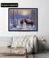 Diymood DIY 5D Diamond Painting by Number Kits, Diamond Painting Moose Winter Forest Paint with Diamonds Arts for Adults Full Drill Canvas Picture for Home Wall Decor 40x50cm(16x20inch) Diymood