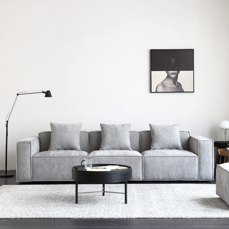 Acanva Luxury Modular Sectional Living Room Sofa Set, Modern Minimalist Style Couch with Ottoman and Chaise, L-Shape, Chenille Grey Acanva