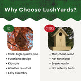 LushYards DIY Wooden Bird Houses for Outside | Hanging Bird House Kit for Adult | Build it Yourself Birdhouse | Build Your Own Birdhouse Building Kits for Adults | Wood Craft Kits for Adults to Build Generic