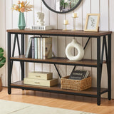 HOMISSUE Entryway Console Table, Rustic Console Tables with Wide Storage, Industrial Foyer Tables for Entryway with 3-Tier Open Shelves, Entryway Table for Living Room, Hallway, Brown, 47 Inch HOMISSUE
