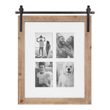 Kate and Laurel Cates Farmhouse Wooden Collage Picture Frame, 21x26 Matted to (4) 5x7, Rustic Natural Brown, Photograph Frame Fitting Four 5x7 Images with Barn Door-Inspired Design Kate and Laurel