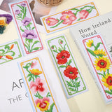 ORIGACH 6 Set Flowers Cross Stitch Bookmark Kit for Beginner with Backing Felt Floss Instructions DIY Stamped Embroidery Bookmark Kit for Adults, Book Lovers ORIGACH
