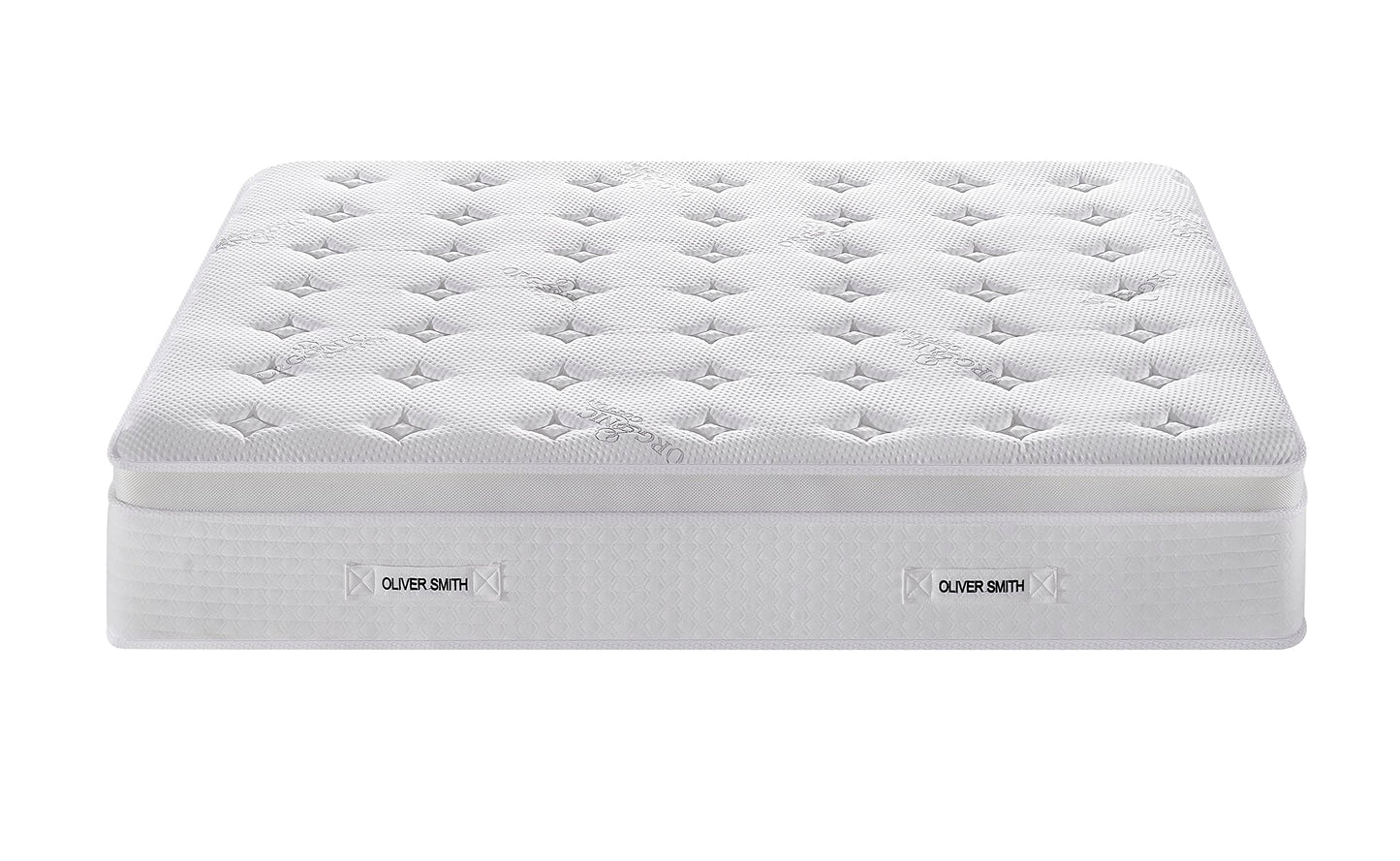 King Size Mattress - 12 Inch Cool Memory Foam & Spring Hybrid Mattress with Breathable Cover - Comfort Plush Euro Pillow Top - Rolled in a Box - Oliver & Smith