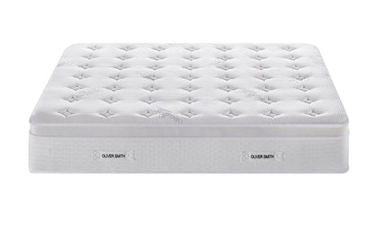 King Size Mattress - 12 Inch Cool Memory Foam & Spring Hybrid Mattress with Breathable Cover - Comfort Plush Euro Pillow Top - Rolled in a Box - Oliver & Smith