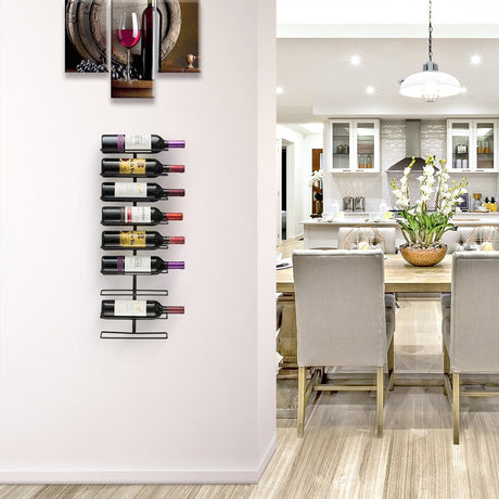 Sorbus Wall Mount Wine Rack (Holds 9 Bottles) - Wine Rack Wall Mounted for Wine Bottles, Liquor, Champagne, Black Metal Wine Bottle Holder for Home Bar, Wine Kitchen Storage Sorbus