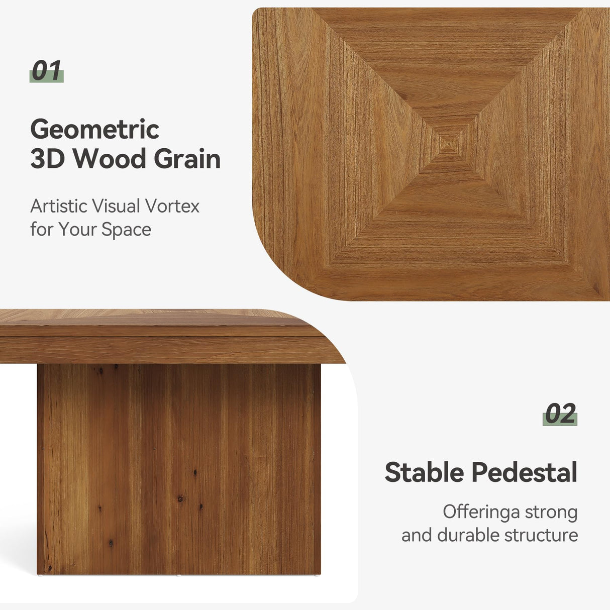 TRIBEWOOD Wood Coffee Table for Living Room, 35.43" Mid Century Modern Square Center Cocktail Table, Farmhouse Accent Tea Cocktail Furniture for Small Space, Office, Rustic Brown TRIBEWOOD
