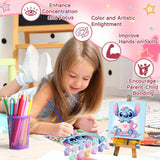 nekpiahu 6 Pack Cartoon Paint by Numbers for Kids with Framed Canvas-with Wooden Easel, Paint by Number for Kids Ages 4-8-12, DIY Easy Acrylic Oil Painting Kits for Home Wall Decor (8X8inch) nekpiahu