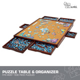 Jumbl Premium 1500-Piece Puzzle Board w/Felt Surface, 6 Removable Sorting Drawers, Interlocking Cover | 27" x 35" Wooden Jigsaw Puzzle Table | Reinforced Hardwood Construction Jumbl