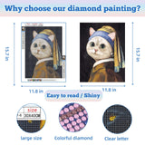 CTEOUNPT 5D Diamond Art Kits for Adults - Funny Cat Diamond Painting Kit, DIY Mosaic Canvas Crafts, Cute Cat Wall Decor for Beginners (4pcs, 11.8 * 15.7in) CTEOUNPT