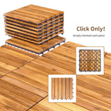 Giantex 27 PCS Interlocking Patio Deck Tiles, 12 x 12in Acacia Hardwood Floor Tiles, Tools Free Assembly, 27 sq. Ft Wood Composite Deck Flooring Pavers for Outdoor & Indoor, Stripe Pattern Giantex
