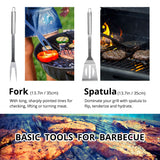 BBQ Utensil Set Stainless Steel Professional Barbecue Accessories Grill Tool with Bag Easy to Carry penobon