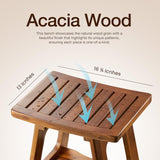 HOLANA 18" Acacia Wood Shower Benches for Inside Shower - Wooden Shower Stool Waterproof for Shaving Legs - Bench Seat with Storage Towel Shelf for Bathroom - Tub Bench Chair Spa Bath (Acacia) HOLANA