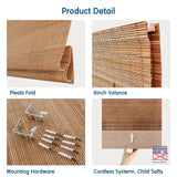 LETAU Cordless Wood Window Roman Shades, Bamboo Window Blinds, Pattern 14 LETAU