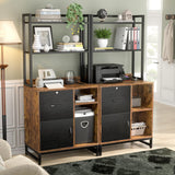 Homieasy Vertical Filing Cabinet with Bookshelf for Home Office, File Cabinet with Shelves, Lock & Charging Station, Drawer Office File Cabinets with Printer Stand, fits Letter Size, Rustic Brown Homieasy