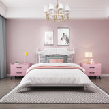 Youmumeub Nightstand with 2 Drawers: Pink Besides - Table for Bedroom Modern End Table for Bedroom Small Caninet with Solid Metal Legs Youmumeub