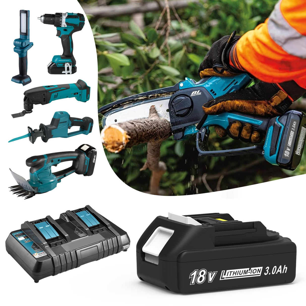 CHAUNVEN 3000mAh 18V Battery Replacement for Makita 18V Battery Compatible with 18 Volt BL1830B BL1840B BL1850B BL1860B BL1815B Battery (2 Packs) CHAUNVEN