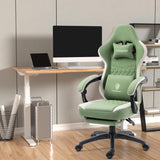 Dowinx Gaming Chair Breathable Fabric Computer Chair with Pocket Spring Cushion, Comfortable Office Chair with Gel Pad and Storage Bag,Massage Game Chair with Footrest,Green Dowinx