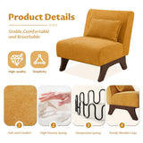 Upholstered Armless Accent Chair,Modern Comfy Living Room Chairs with Wooden Legs& Pillows,Lounge Sofa Side Chair for Bedroom Farmhouse Reading (Yellow, 1 PC) Womina