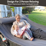 CHULIM Double Quilted Fabric Hammock with Hardwood Spreader Bars and Pillow 450 LBS Capacity 2 Person Hammock Large Hammock for Outdoor Patio Backyard Poolside - Green CHULIM