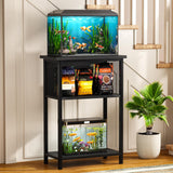 BSONE 5-10 Gallon Fish Tank Stand, Small Aquarium Stand Shelf, 0.71" Thickened Tabletop, 20.5" W×11" D ×31" H , Black BSONE