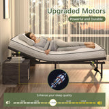 JAXPETY Adjustable Bed Frame King Electric Adjustable Bed Base with Head and Foot Incline Low-Noise Motor and Remote Control, Electric Bed Frame Fit for Most Mattress, Black JAXPETY