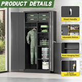 Greenvelly Metal Wardrobe Closet with Doors and Shelves,72" Black Armoire Wardrobe Closet for Hanging Clothes for Office, Home, School, Employee,Gym Greenvelly