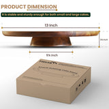 TIDITA 13" Acacia Cake Stand Rotating – Rustic Wood Turntable Pedestal Stands – Wooden Spinning Tables for Food Serving - Round Cake Decorating for Cupcake Dessert Display in Party, Wedding, Birthday Tidita