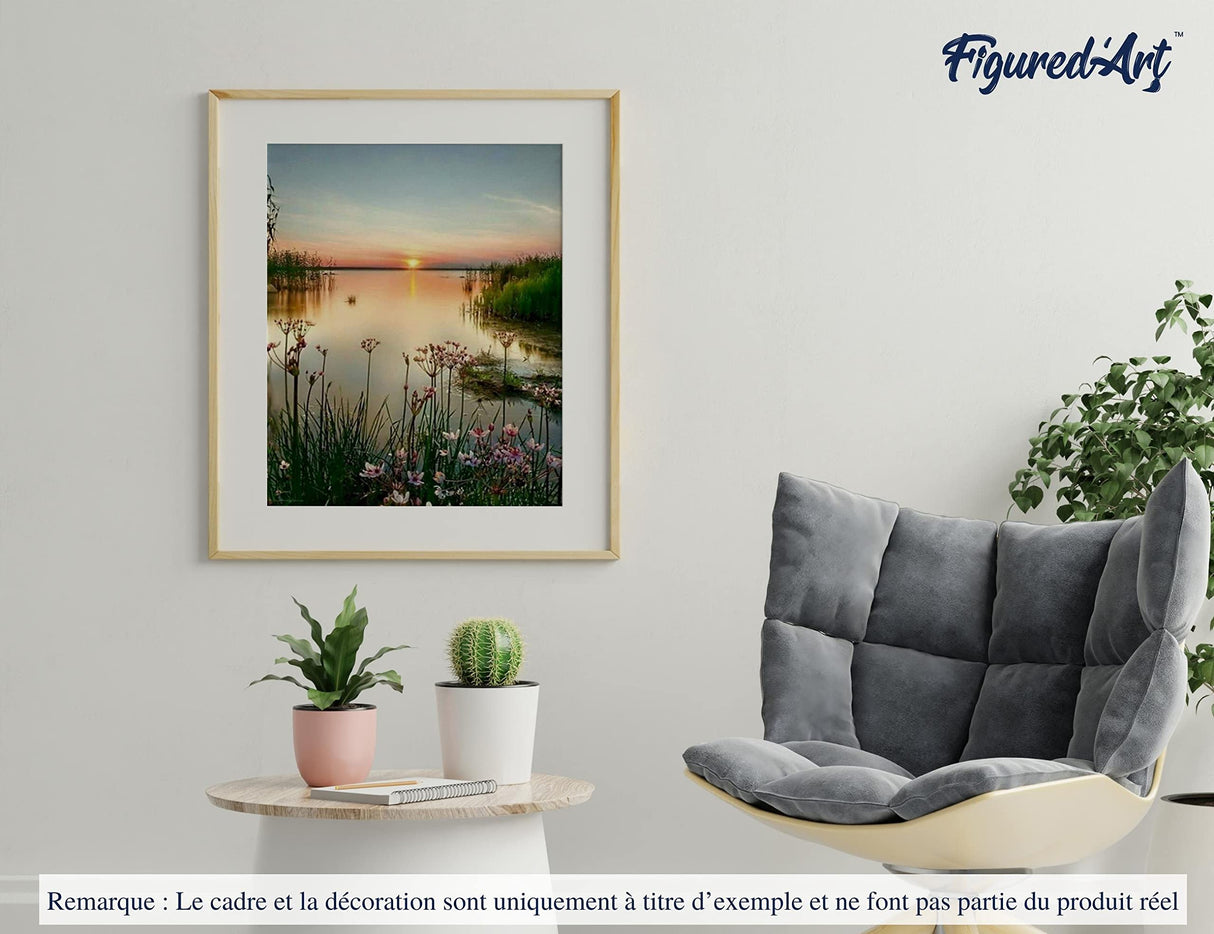 Figured'Art Paint by Numbers Kit for Adults Peaceful Lake 16"x20" - Craft Art Painting DIY Kit Rolled Canvas Without Frame Figured'Art