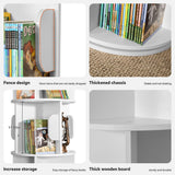 senlin Rotating Bookshelf Tower - Compact Swivel Bookcase for Kids, Corner Storage, Space-Saving Revolving Shelf,White senlin