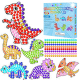 Qyeahkj 6 Pcs Dinosaur Arts Crafts DIY Dino Gem Diamond Suncatcher Crafts for Kids Dinosaur Diamond Painting Gifts Exchange for Kids Aged 4 6 8 10 12 for Home School Party Decor Qyeahkj