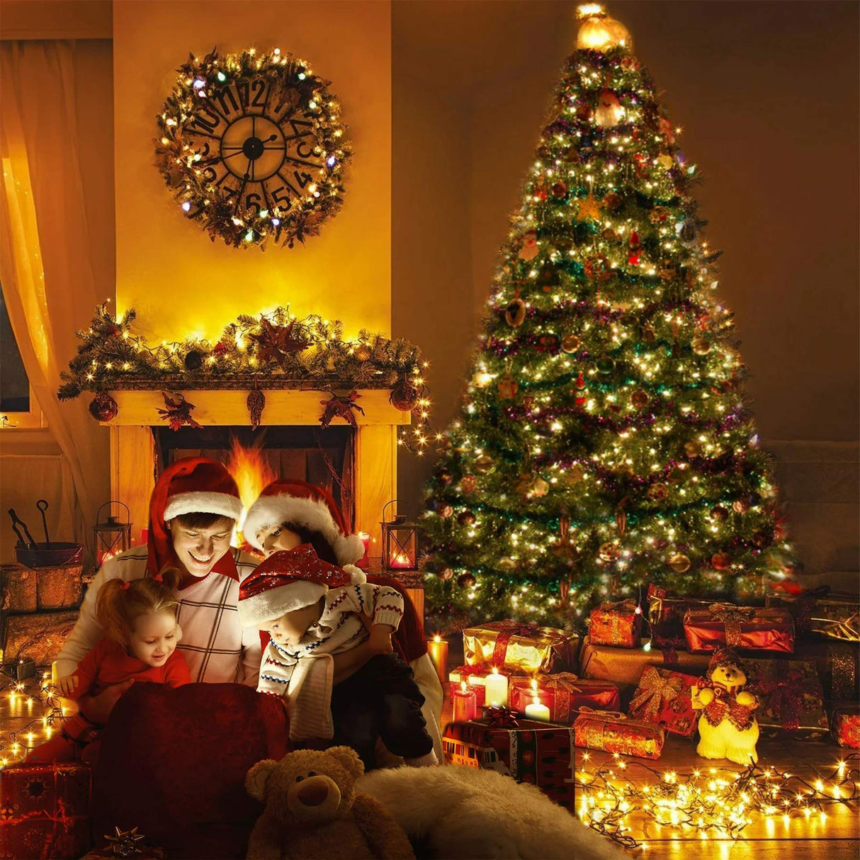 JMEXSUSS 500 LED Warm White Christmas Lights Indoor, 8 Modes Green Wire Christmas Tree Lights Outdoor Waterproof, Twinkle Fairy String Lights Plug in for Xmas Wedding Party Garden Patio JMEXSUSS