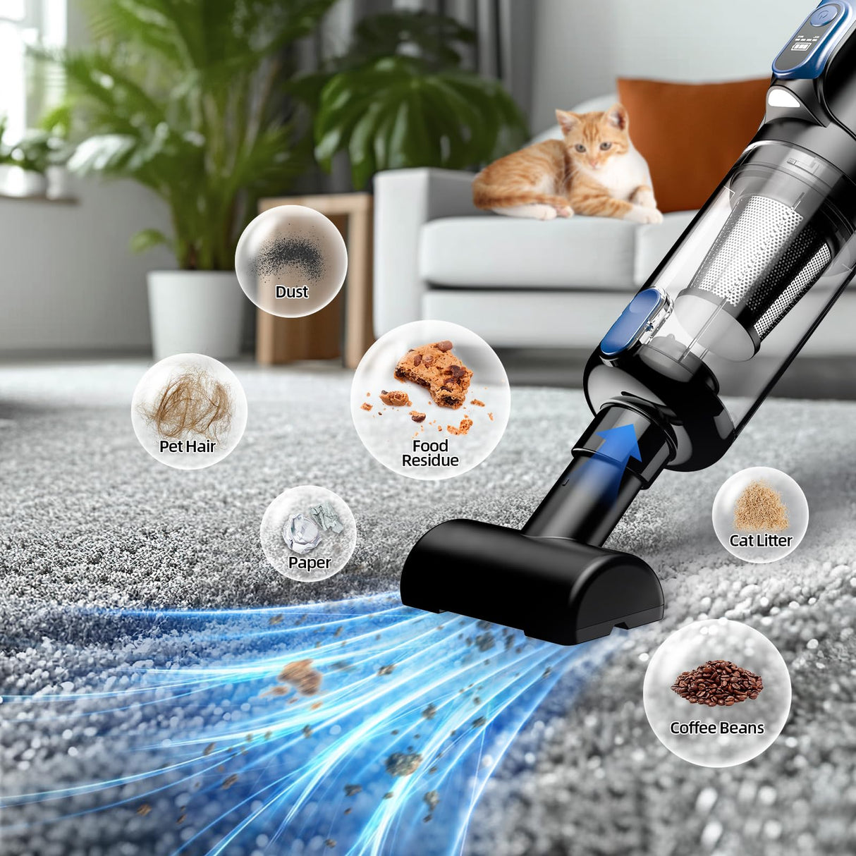 MONOZEL Car Vacuum Portable Cordless, 18000Pa 2 in 1 Vacuum Cleaner&Air Duster, 130W Brushless Motor Handheld Vacuum Cordless with 7800mAh Battery, LED Light, Multi-Nozzles for Car, Home, Office, Pet MONOZEL