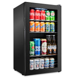 Ivation 126 Can Beverage Refrigerator | Freestanding Ultra Cool Mini Drink Fridge | Beer, Cocktails, Soda, Juice Cooler for Home & Office | Reversible Glass Door & Adjustable Shelving - Black Ivation