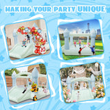 AKSPORT Inflatable Bounce House,White Castle Bounce House for Kids 3-6 Indoor & Outdoor Inflatable Bouncer House with Slide & Air Blower & Balloons for Kids Birthday Party,Wedding Party AKSPORT